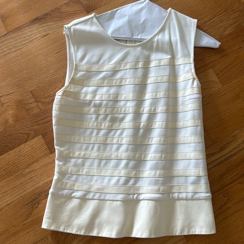 Theory leather white top